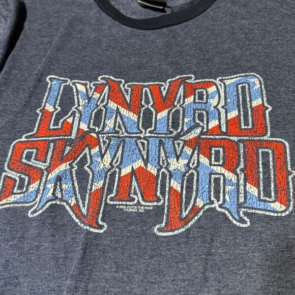 VTG Y2K Lynyrd Skynyrd Short Sleeve Ringer Graphic T Shirt Medium Winterland - Picture 2 of 9